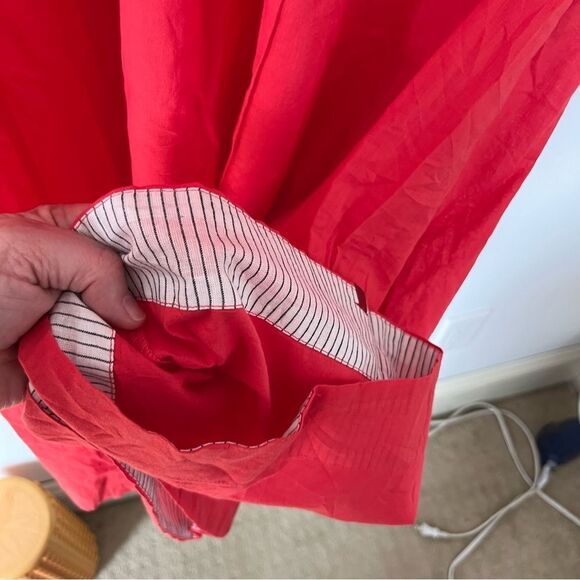 Biba Coral Pink  Bell Sleeves Cotton Pockets Maxi Dress - Picture 3 of 12